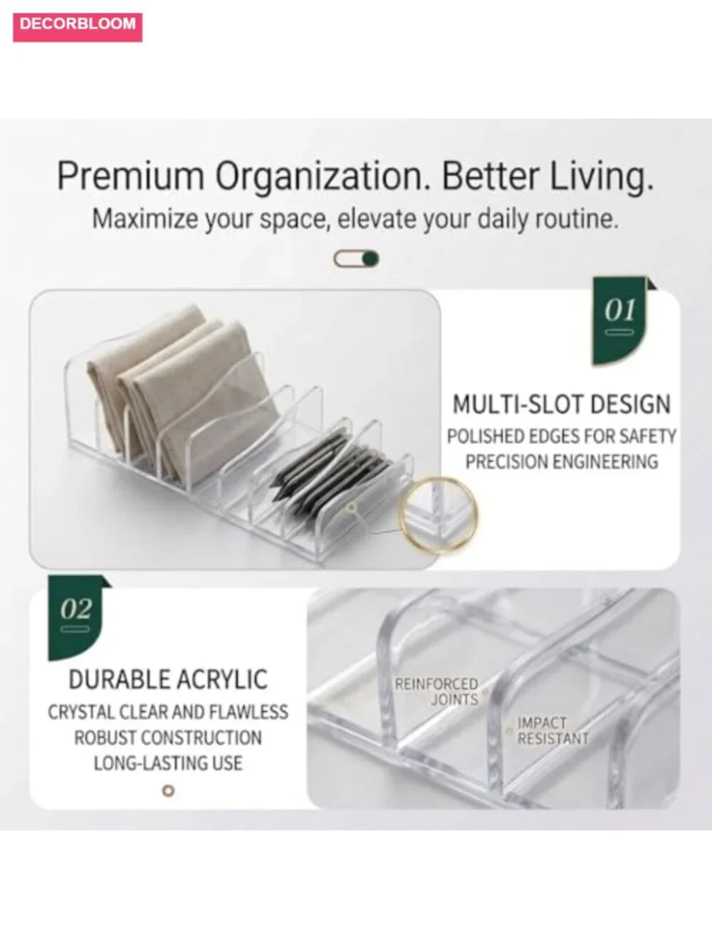 8-Slot Acrylic Eyeshadow Palette Organizer Vanity Makeup Storage